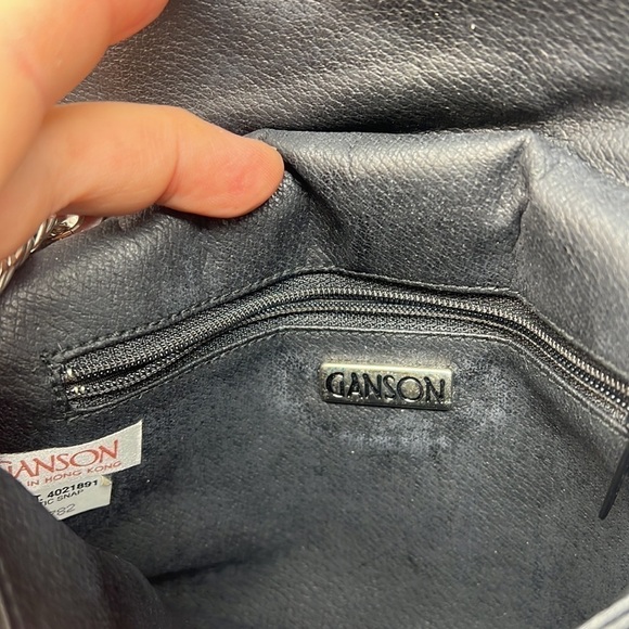 Ganson Metallic Pewter Gray Quilted Leather Crossbody Bag - Picture 8 of 8